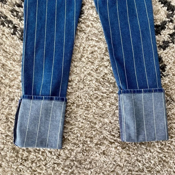 New Etica Finn Striped High Rise Straight Leg Cuffed Jeans - Picture 12 of 16